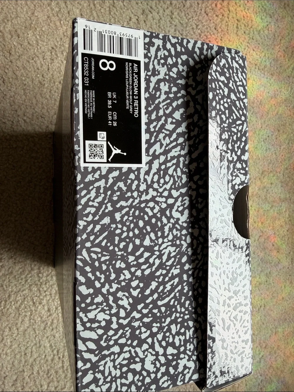 Jordan Retro 3 Black Grey Mint Athletic Shoes